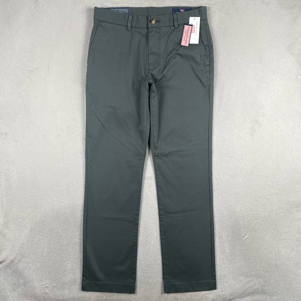 New Vineyard Vines Breaker Pant Men 30x31 Slim Fit Gray Preppy Golf Office Chino